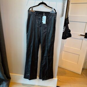 Commense High Waist Pleather Women’s Pant Size 8 with Inner Leg Slit